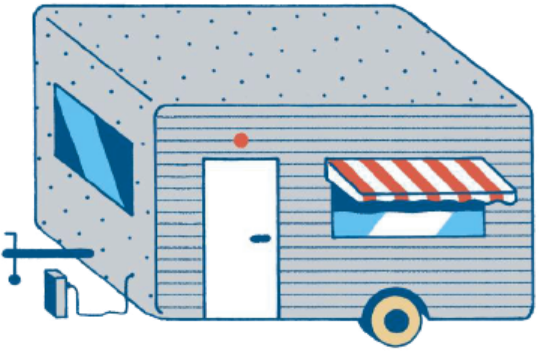 En campingvogn der ryster lidt